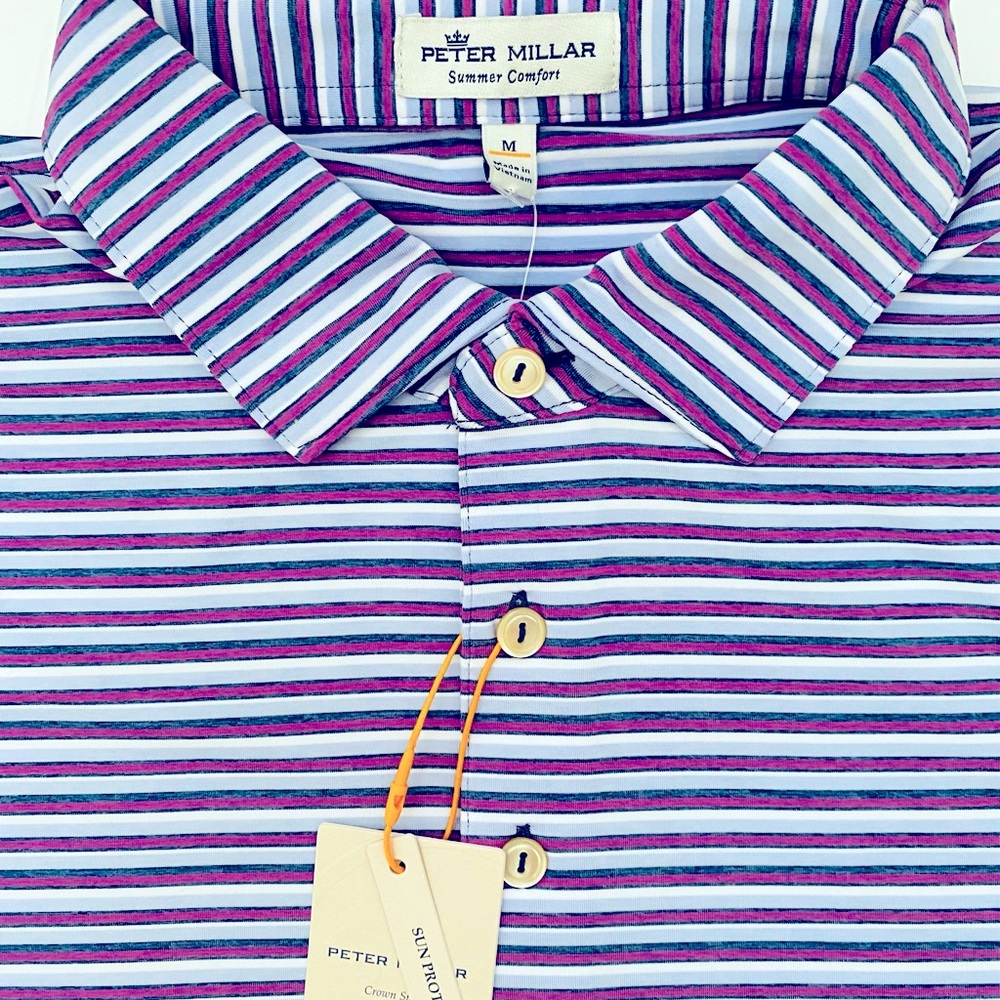 Peter Millar Captain Performance Jersey Polo M Navy Summer Comfort UPF 50